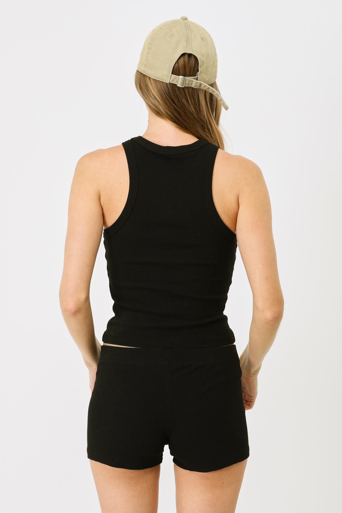 Damen Halterneck Stretch Lang Tank Top