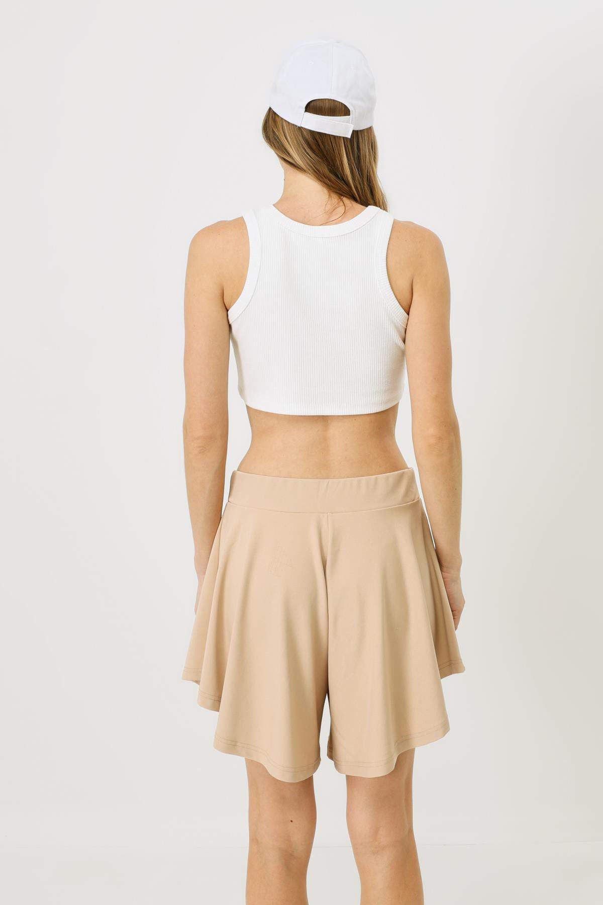 Damen Halterneck Ripp Stretch Mini Crop Top