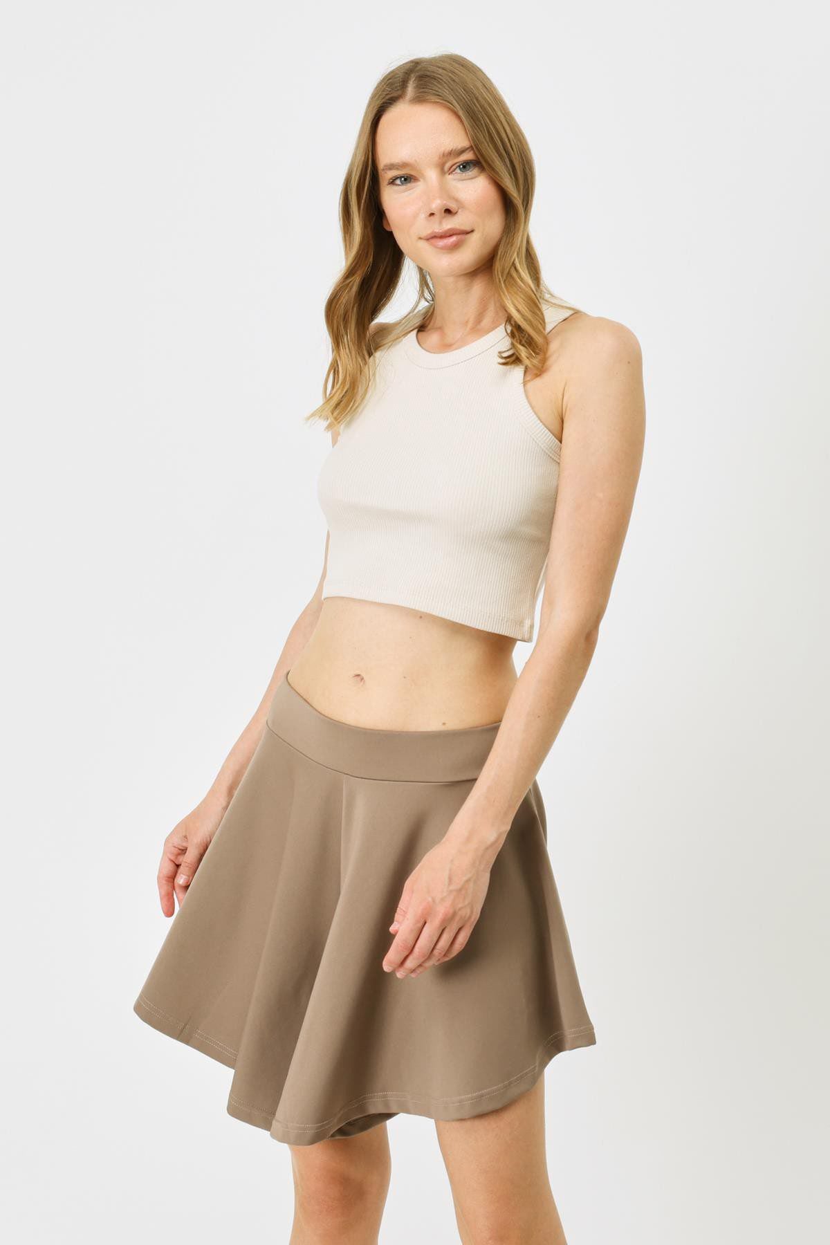 Damen Halterneck Ripp Stretch Crop Top