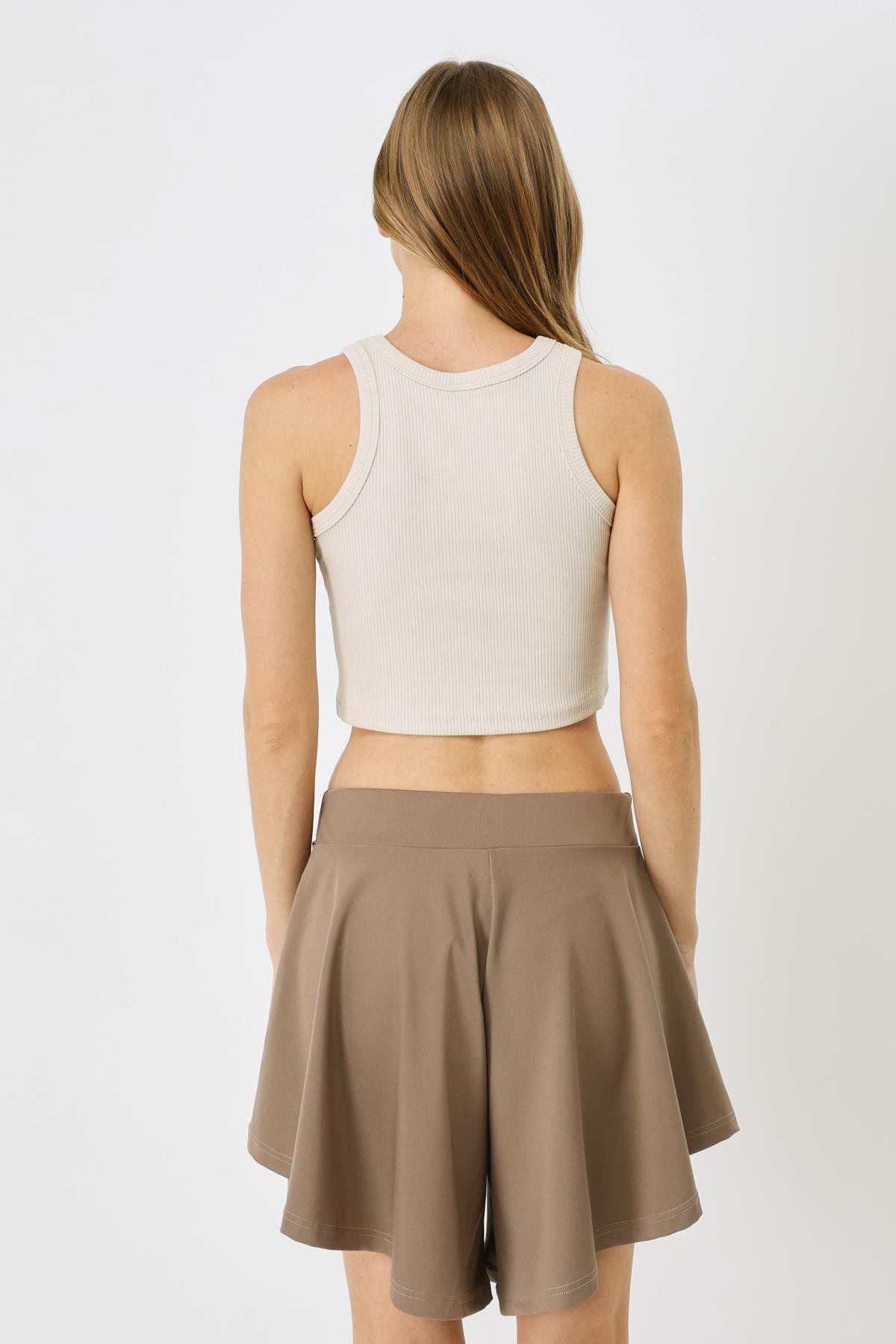 Damen Halterneck Ripp Stretch Crop Top