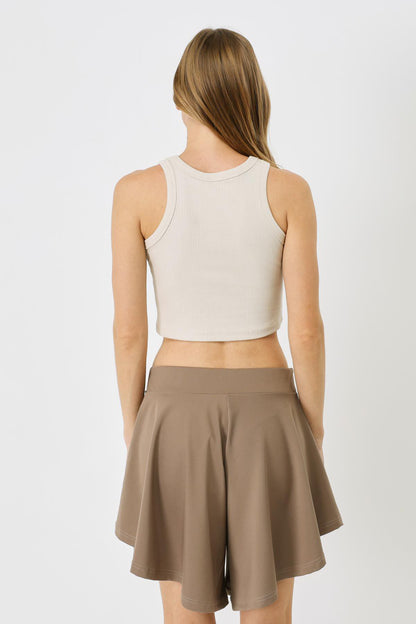 Damen Halterneck Ripp Stretch Crop Top