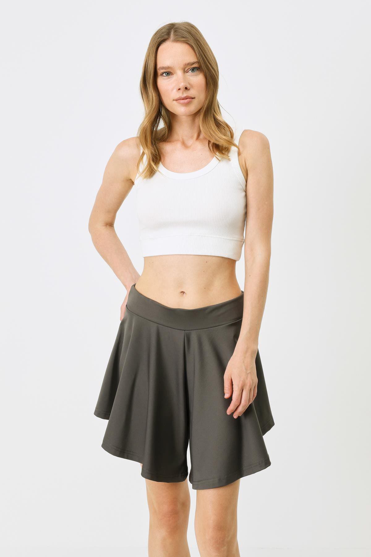 Damen Geripptes Crop Stretch Strick Tank Top