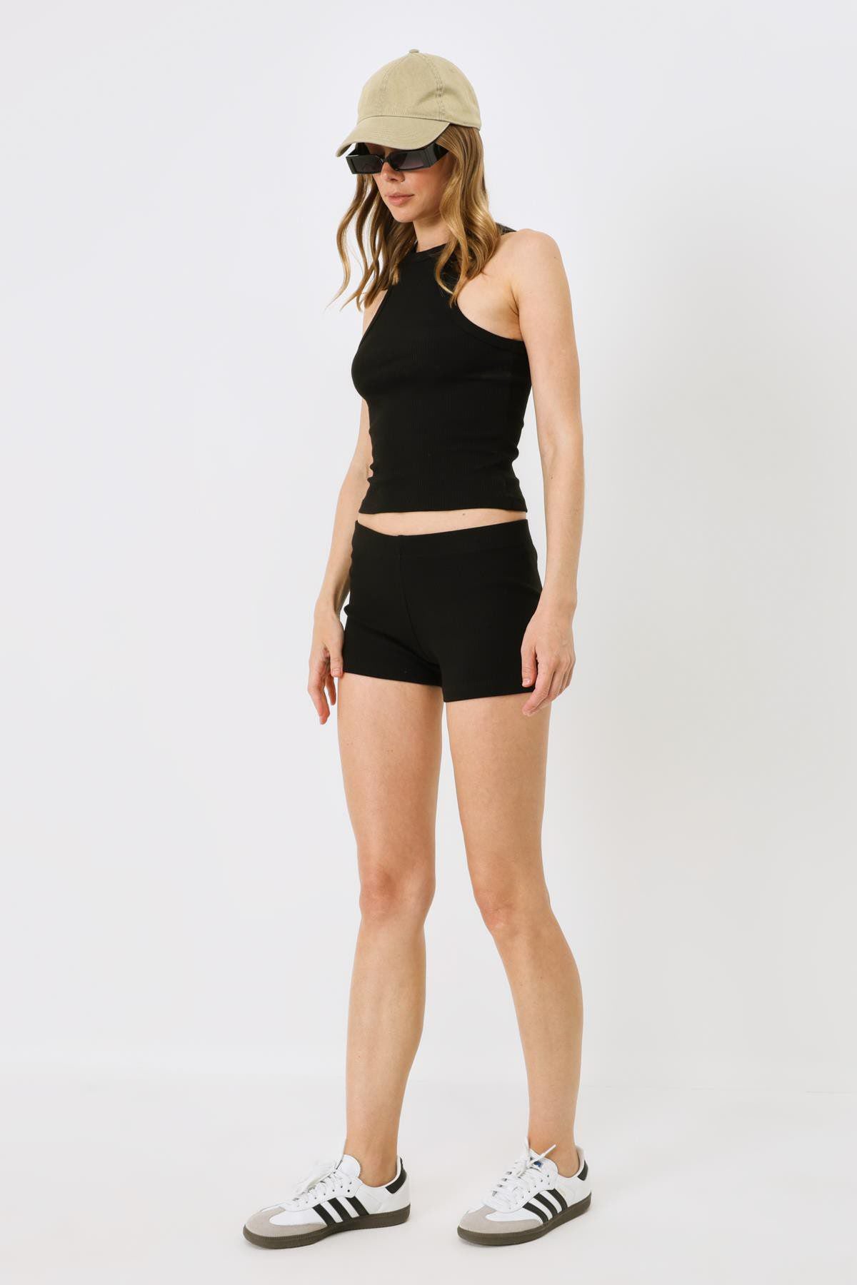 Damen Rippstrick Kurze Boxershorts