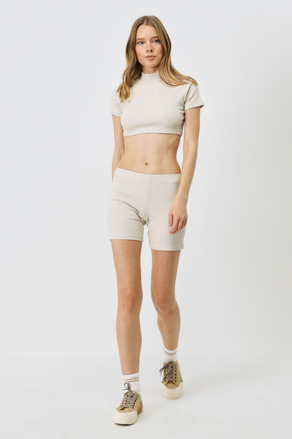 Damen Rippstrick Lange Boxershorts