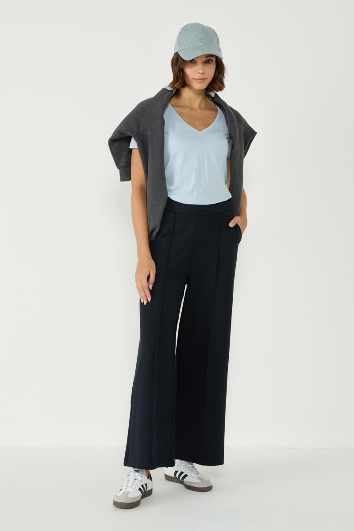 Damen Stitch Detail Palazzo Sweatpants