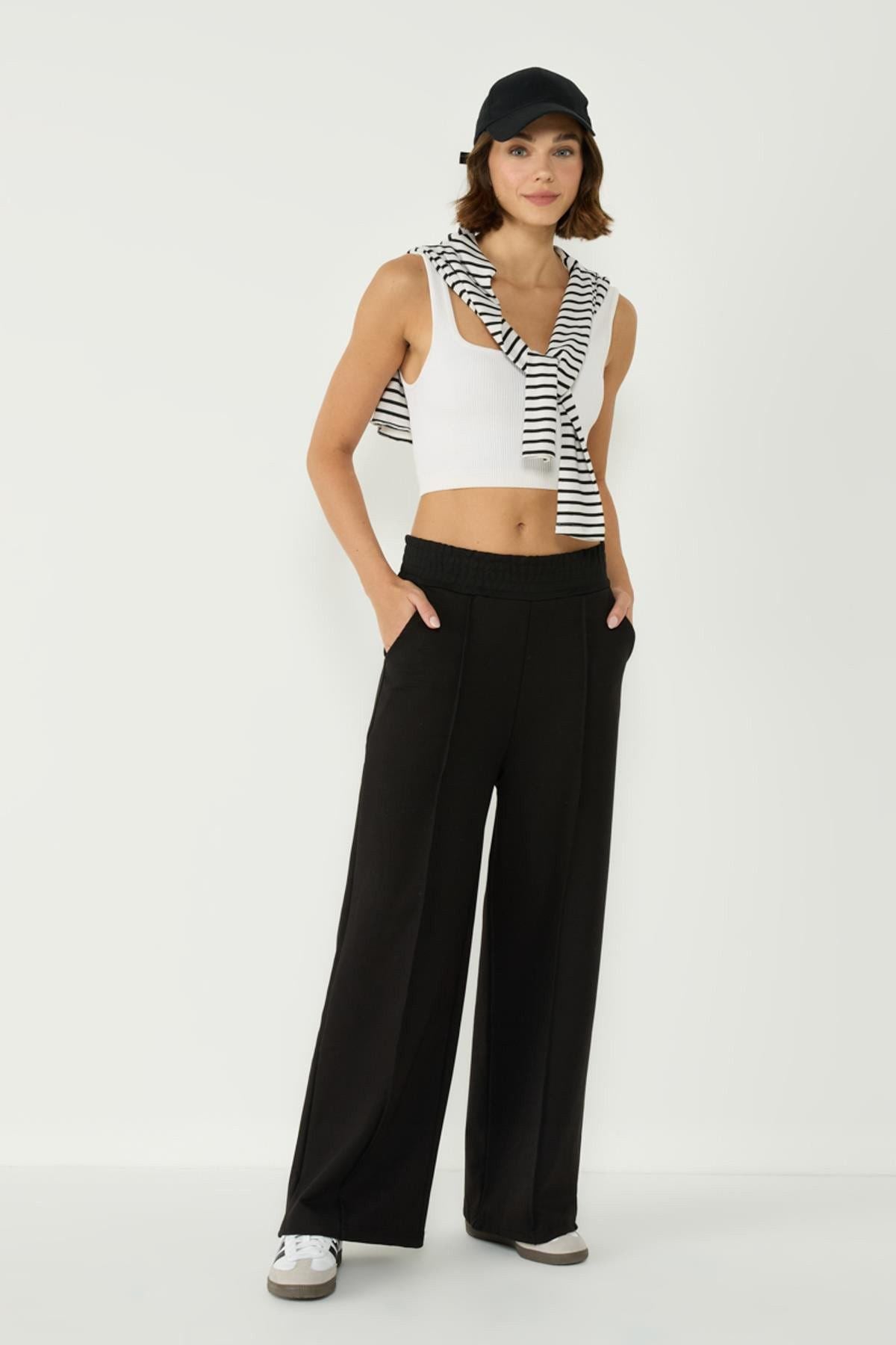Damen Stitch Detail Palazzo Sweatpants