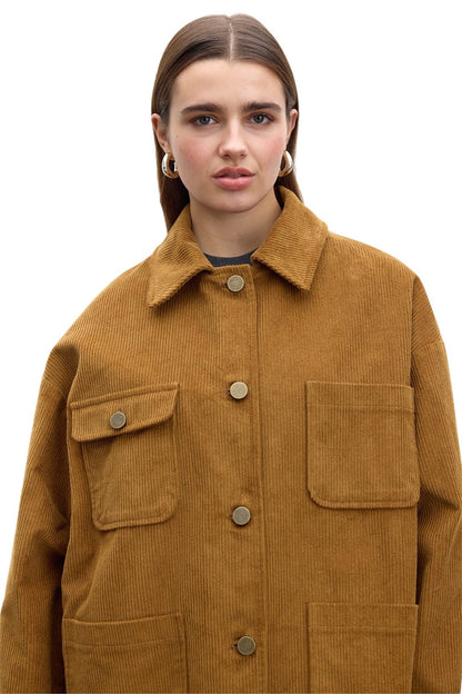 Übergroße Veloursjacke in Rost