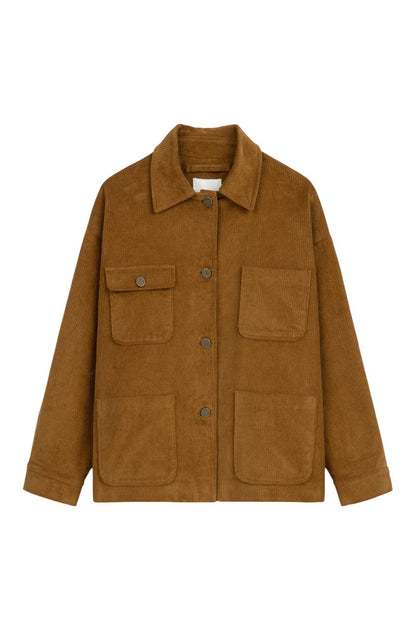Übergroße Veloursjacke in Rost