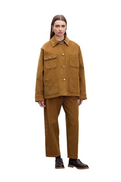 Übergroße Veloursjacke in Rost