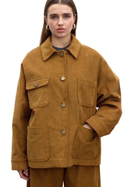 Übergroße Veloursjacke in Rost
