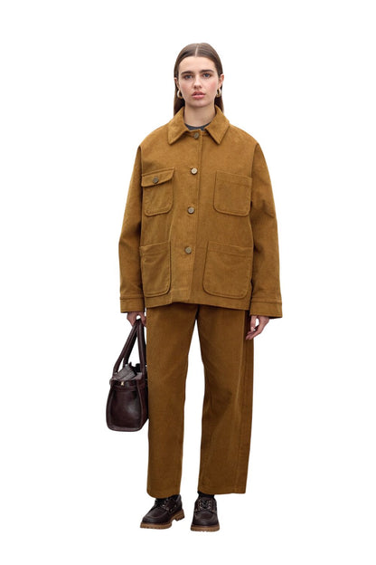 Übergroße Veloursjacke in Rost