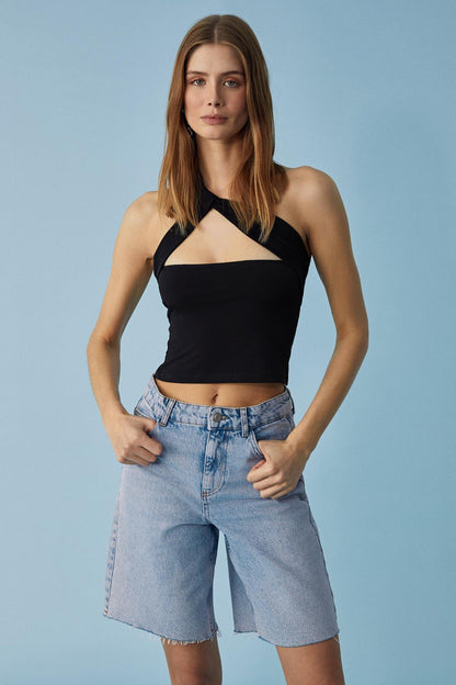 UJERAN Damen Slim Bluse Asymmetrisch