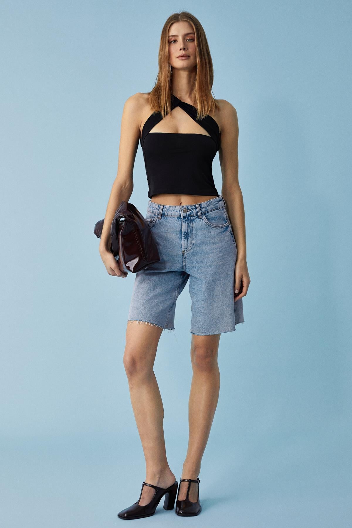 UJERAN Damen Slim Bluse Asymmetrisch