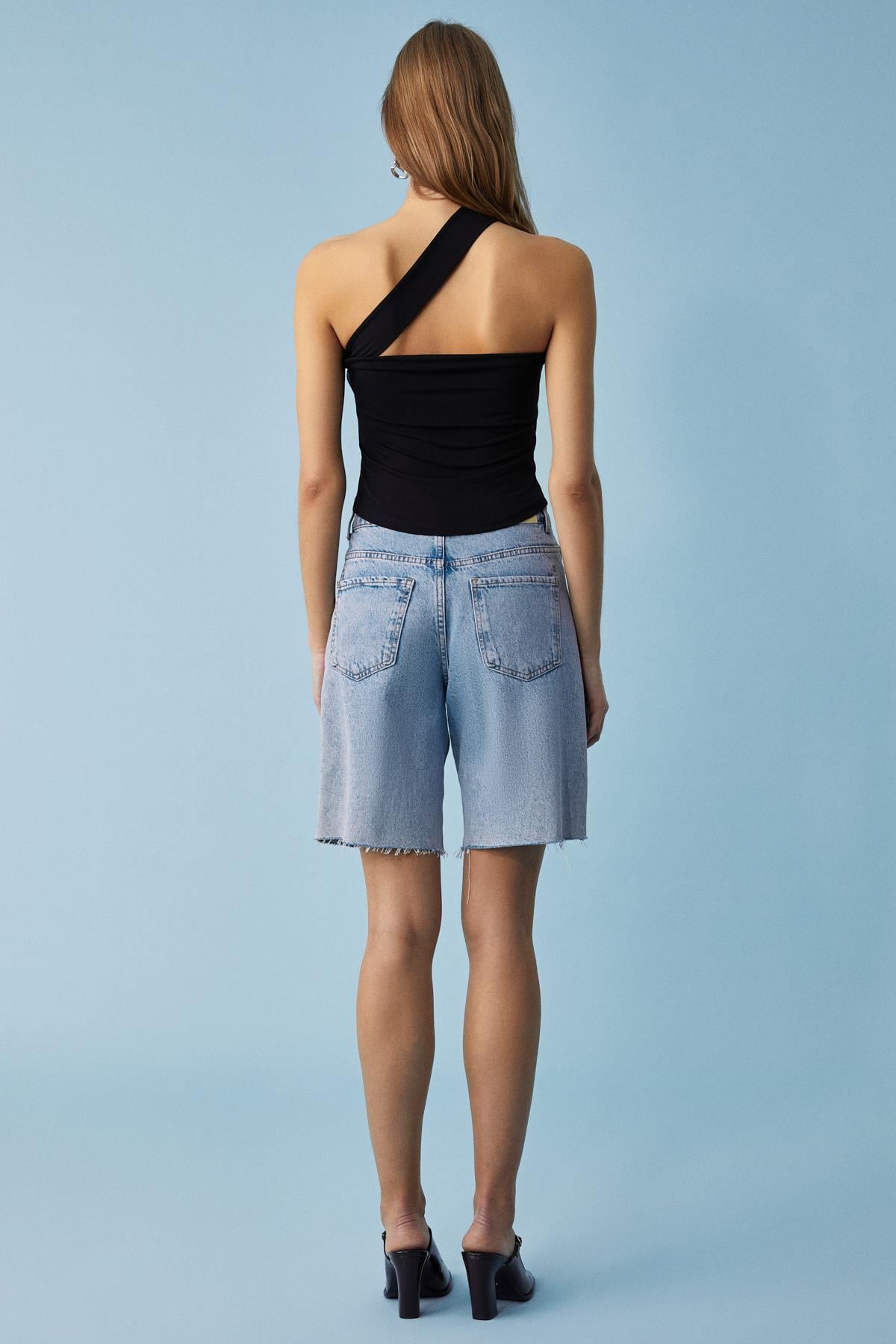 UJERAN Damen Slim Bluse Asymmetrisch