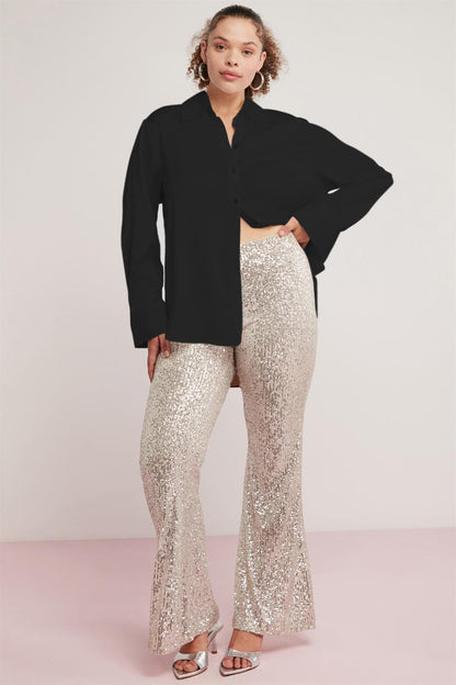 ULIANA Damen Satin Übergröße Shirt