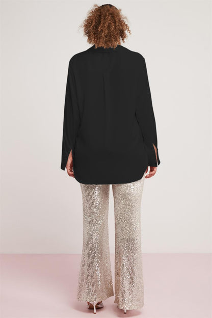 ULIANA Damen Satin Übergröße Shirt