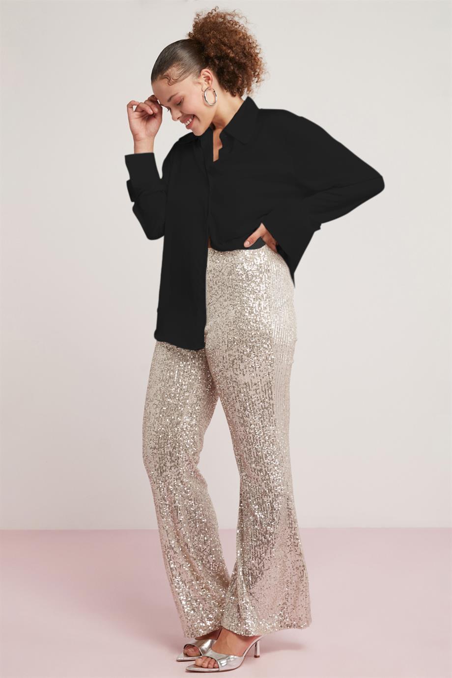 ULIANA Damen Satin Übergröße Shirt