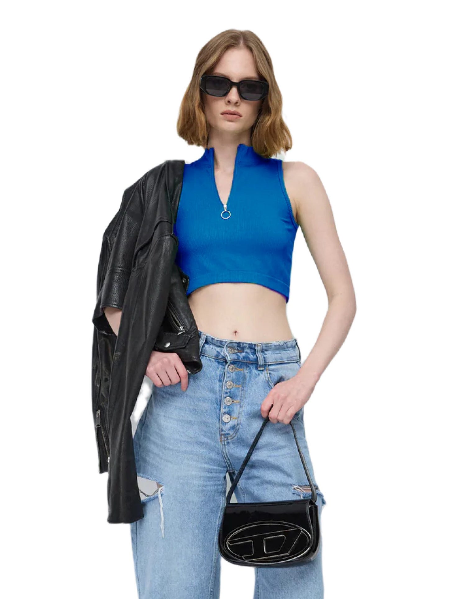 Ärmellose Bluse mit Reißverschluss