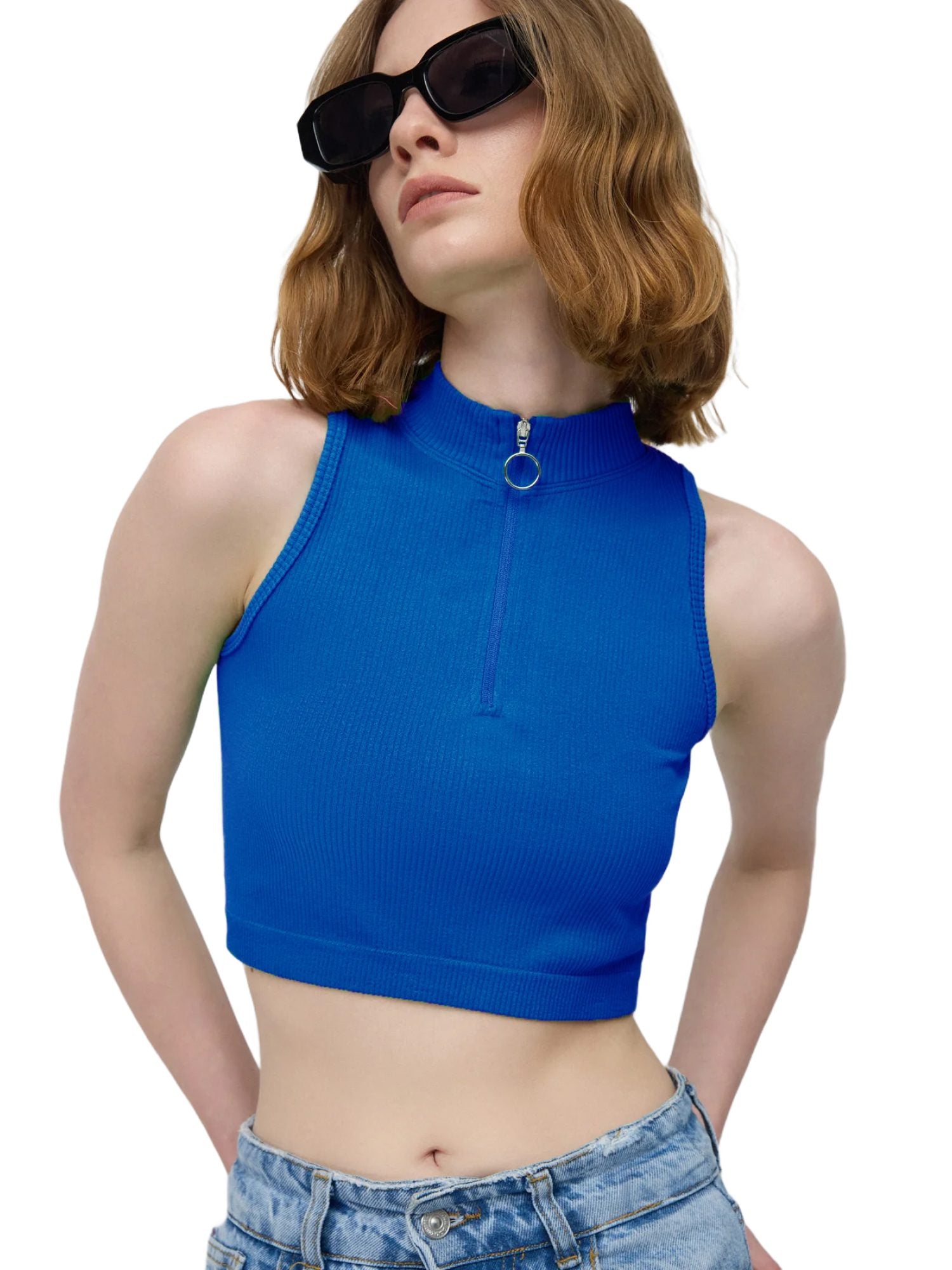 Ärmellose Bluse mit Reißverschluss