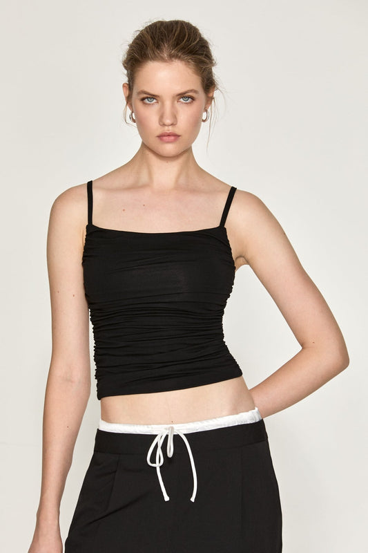 URBANIA Damen Träger-Top mit Raffung