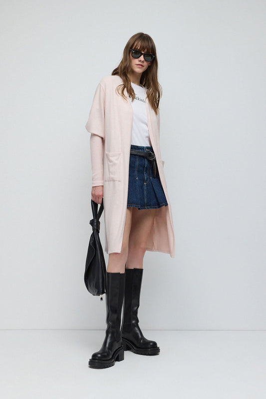 Langer Strickcardigan mit Taschen