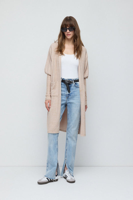Langer Strickcardigan mit Taschen