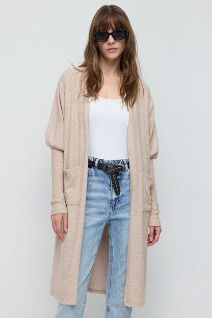 Langer Strickcardigan mit Taschen