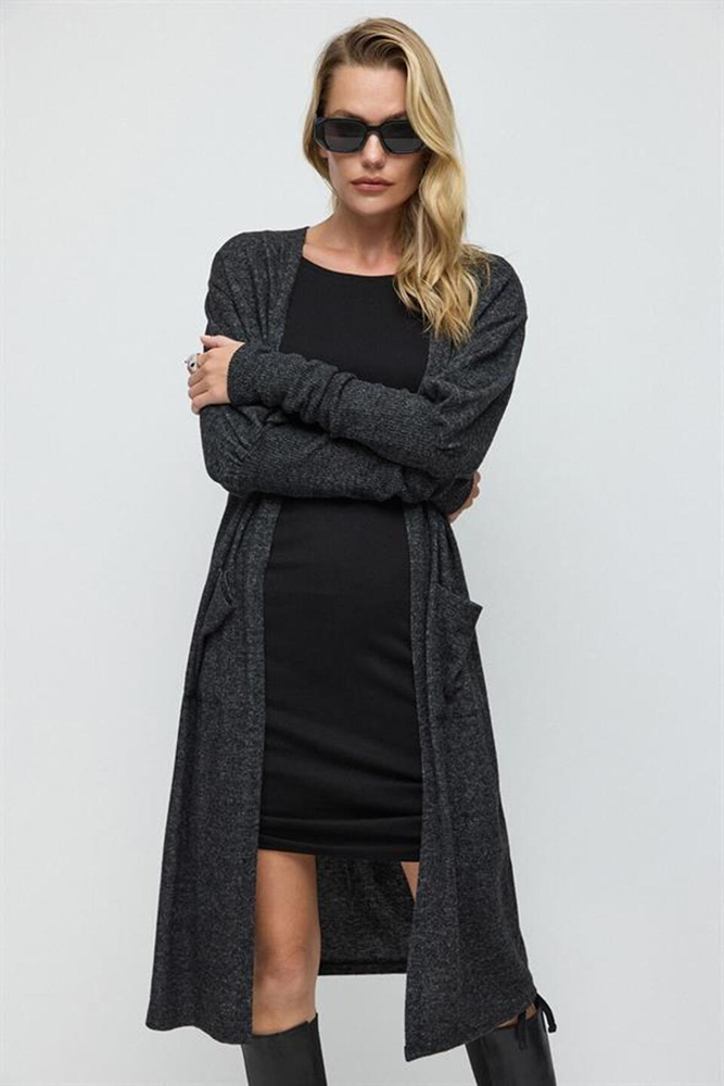 Langer Strickcardigan mit Taschen