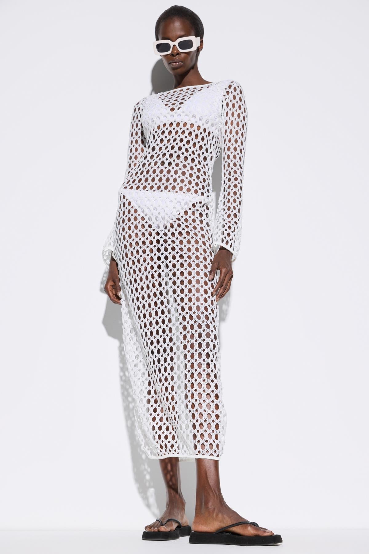 Langes Netz-Kleid