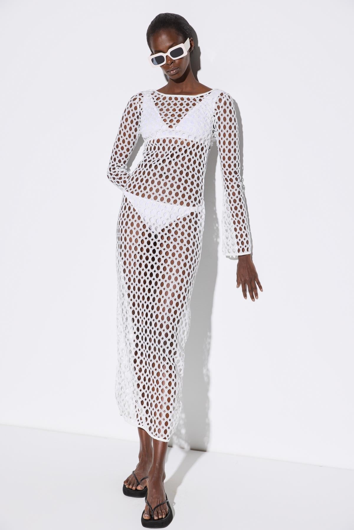 Langes Netz-Kleid