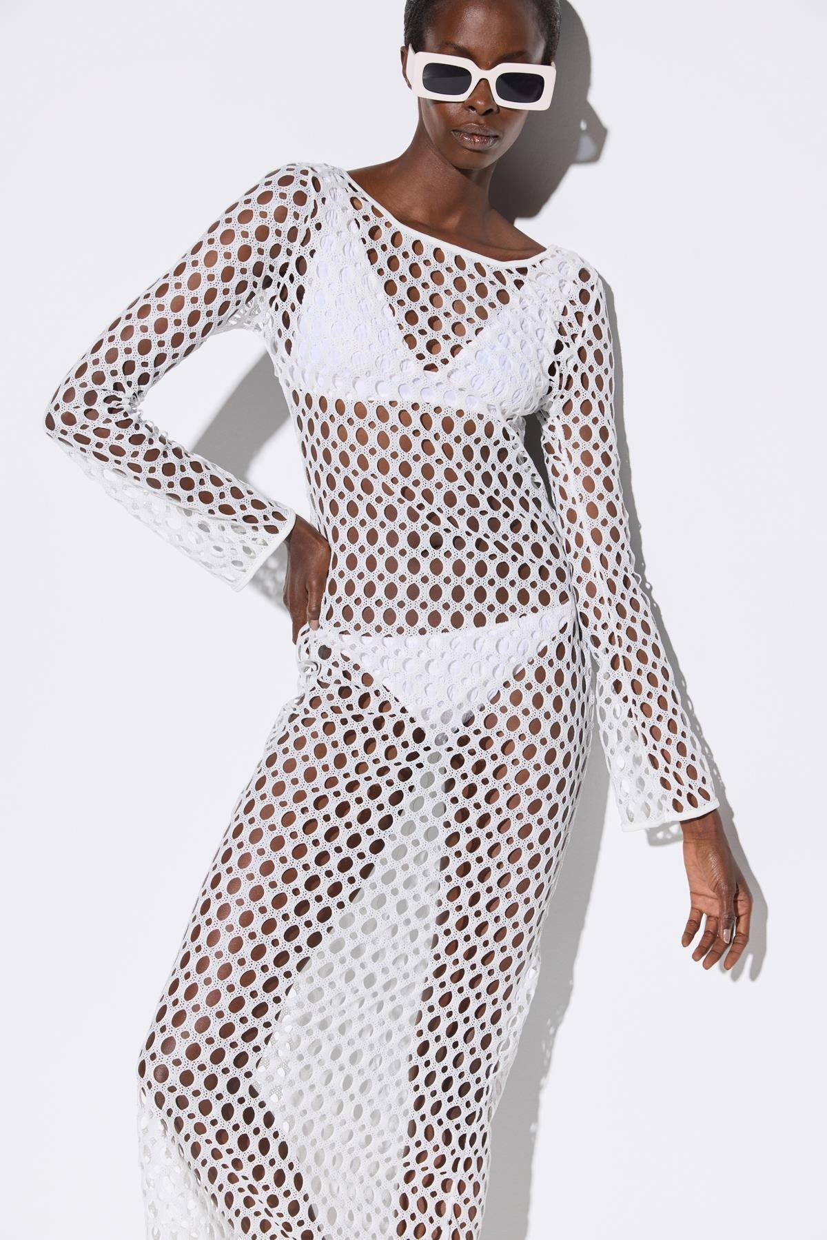 Langes Netz-Kleid