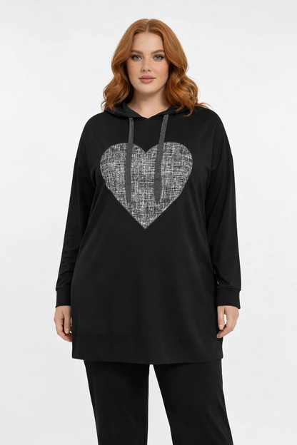 Langes Kapuzen-Sweatshirt