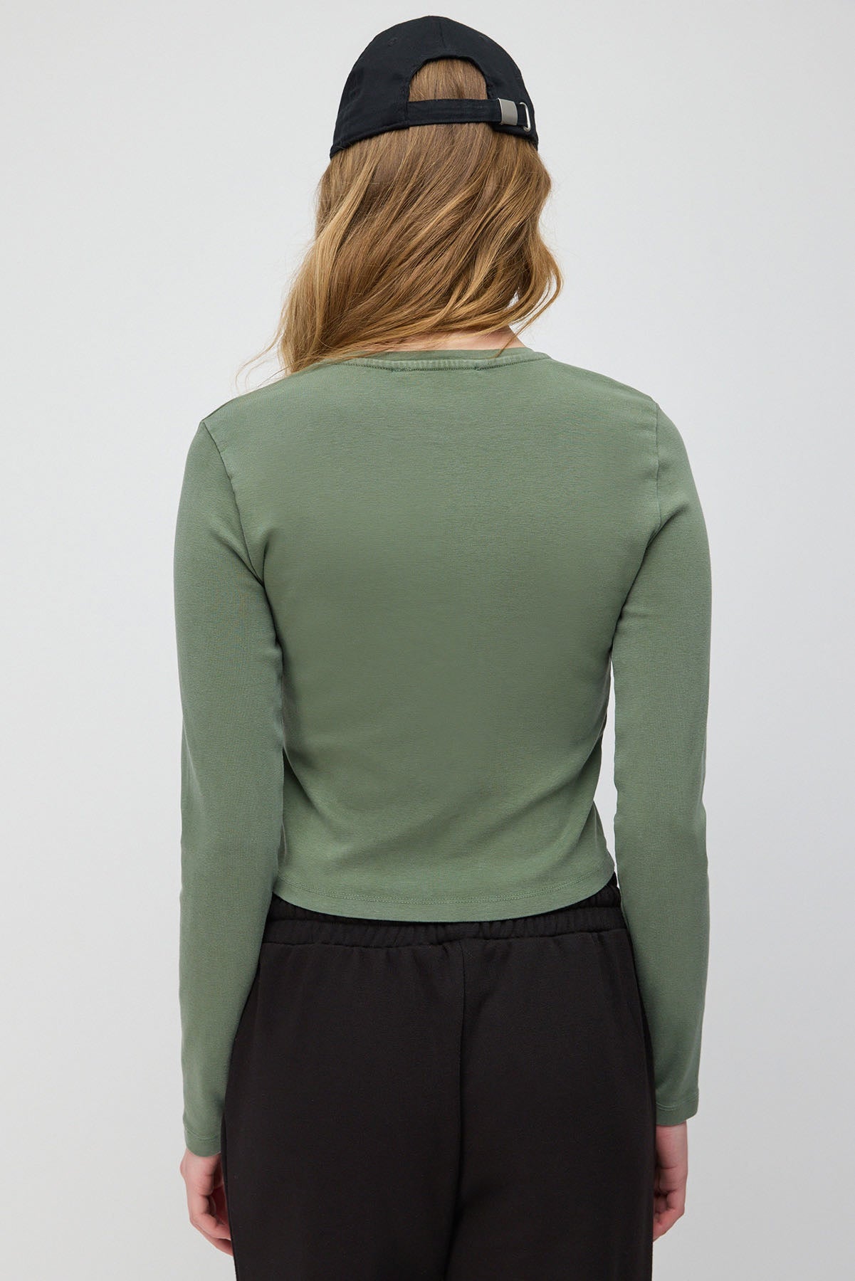 Langärmelige, bedruckte Crop-Bluse