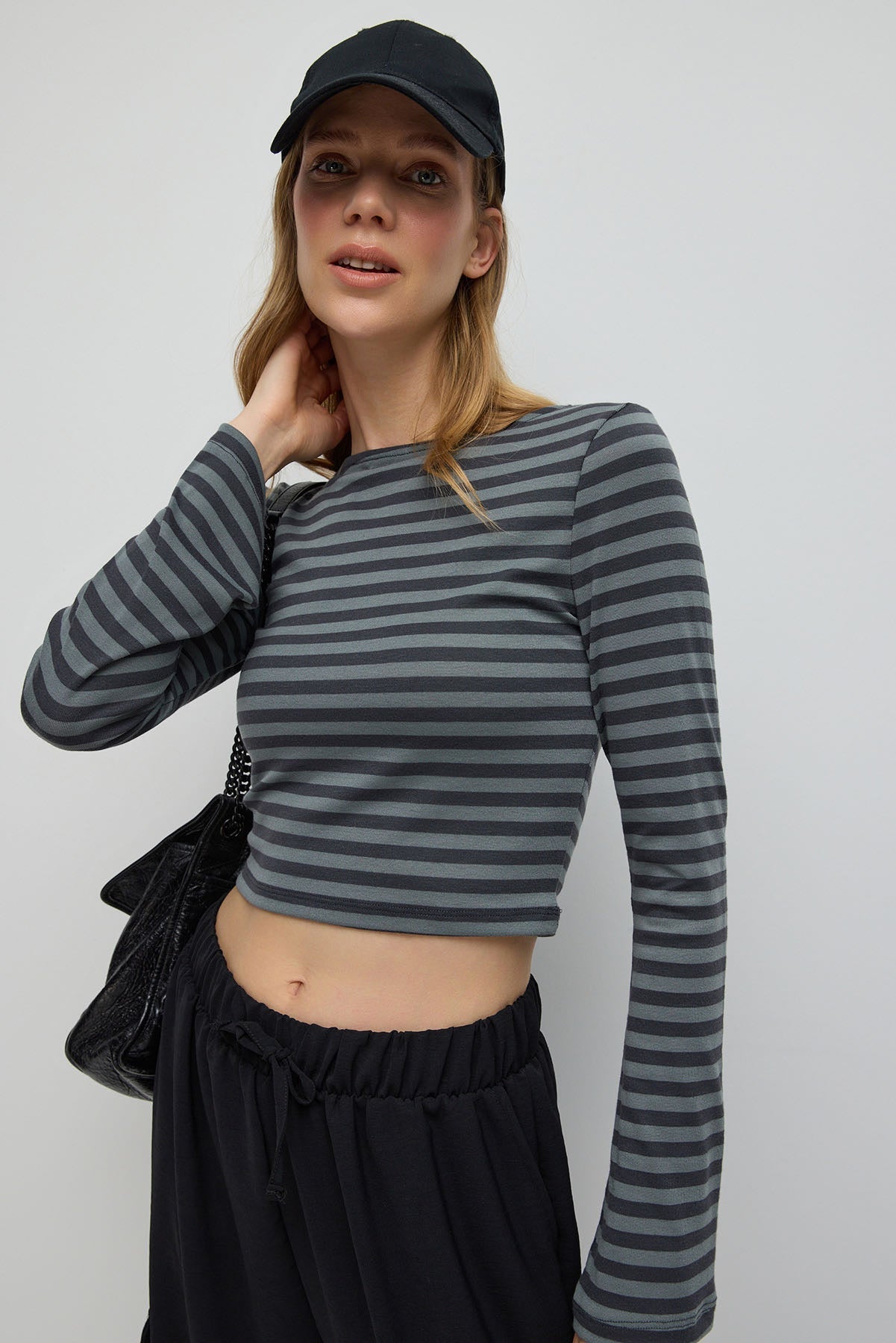 Langärmeliges, gestreiftes Basic-T-Shirt