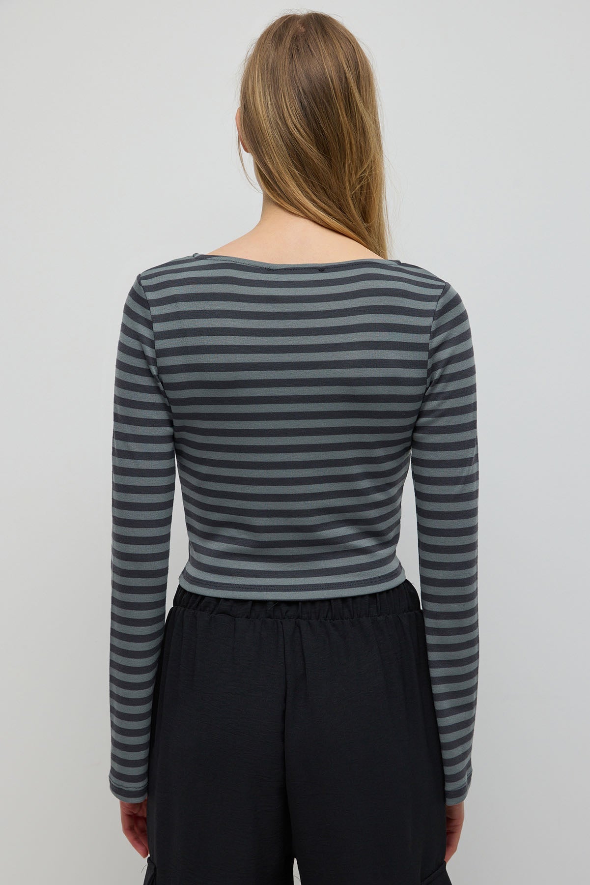Langärmeliges, gestreiftes Basic-T-Shirt