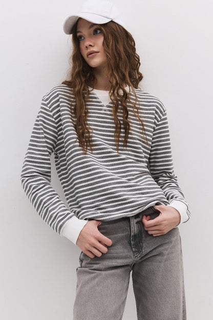 Langärmeliges gestreiftes Sweatshirt