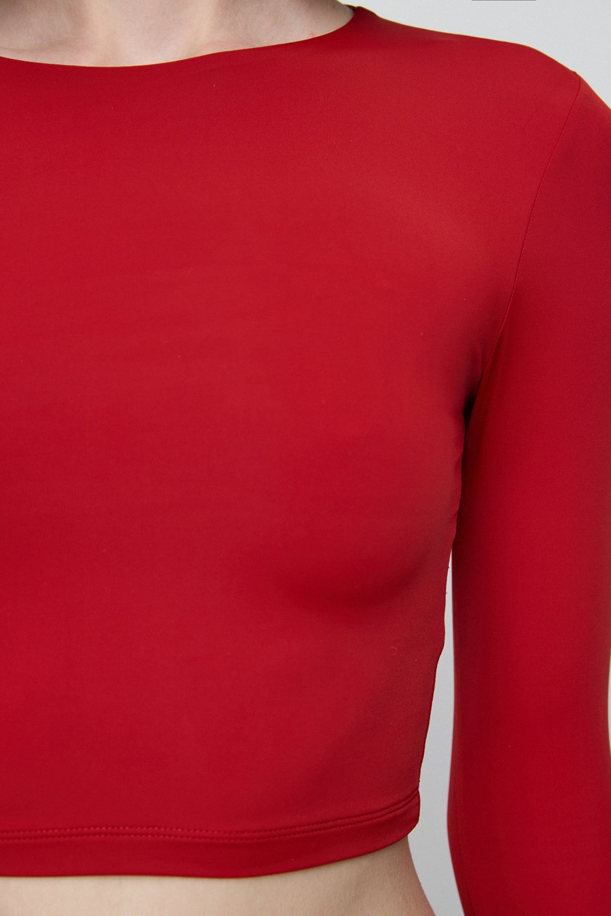 Langärmeliges Basic-Crop-Top