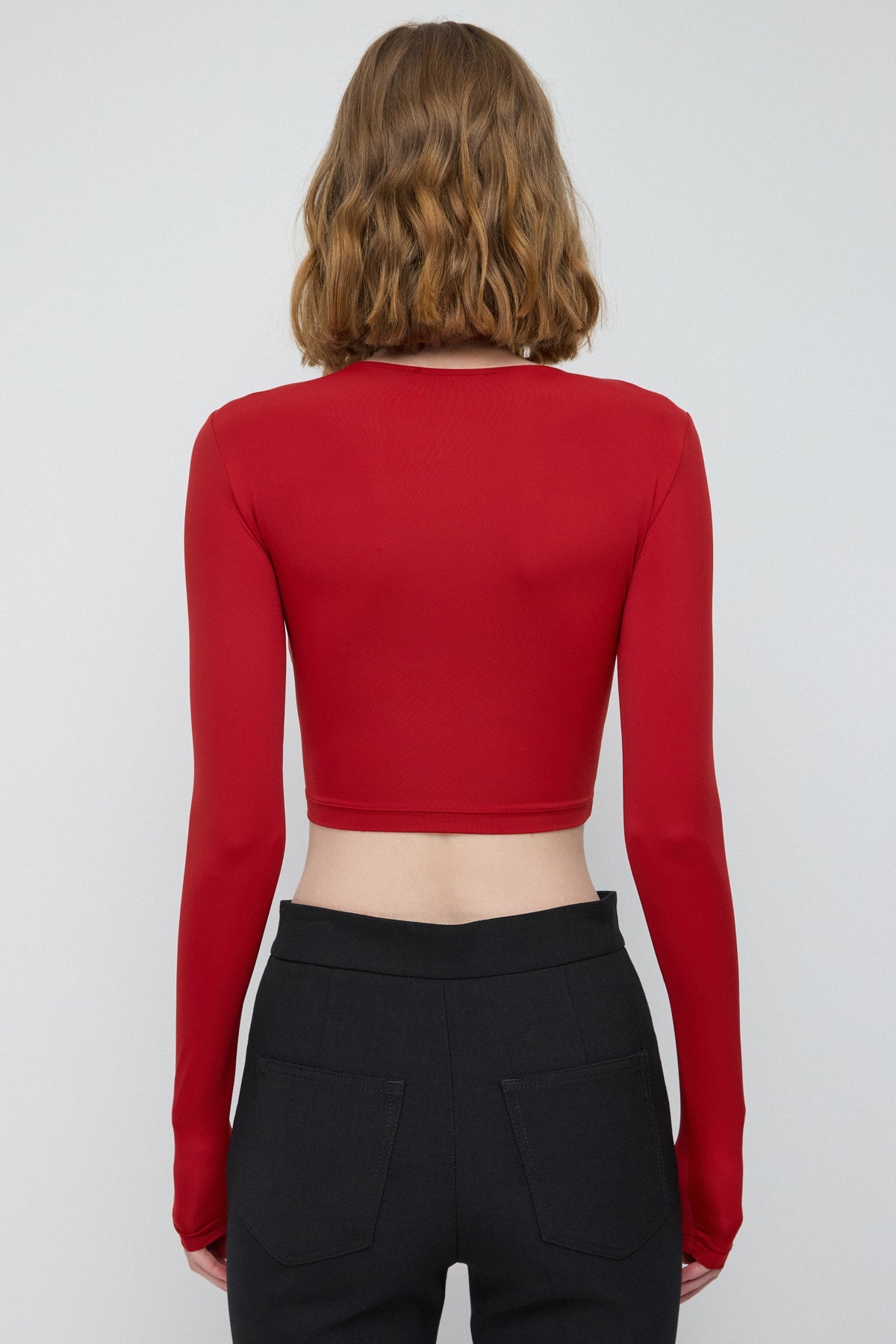 Langärmeliges Basic-Crop-Top