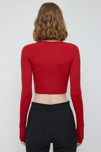 Langärmeliges Basic-Crop-Top