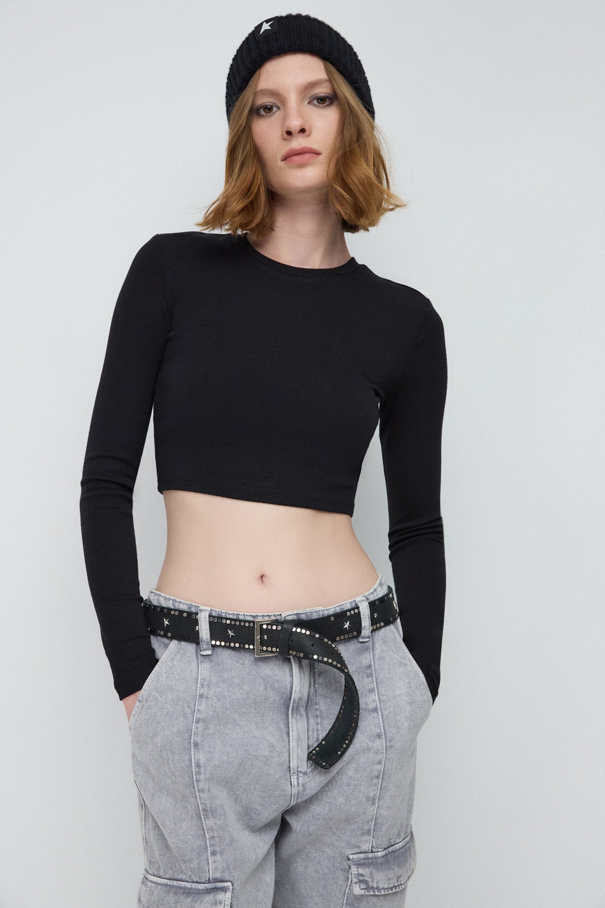 Langärmelige Crop-Bluse