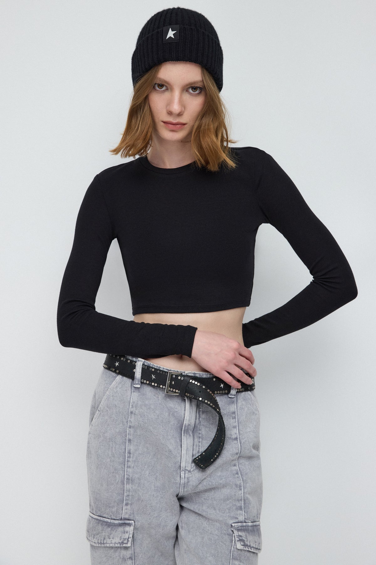 Langärmelige Crop-Bluse