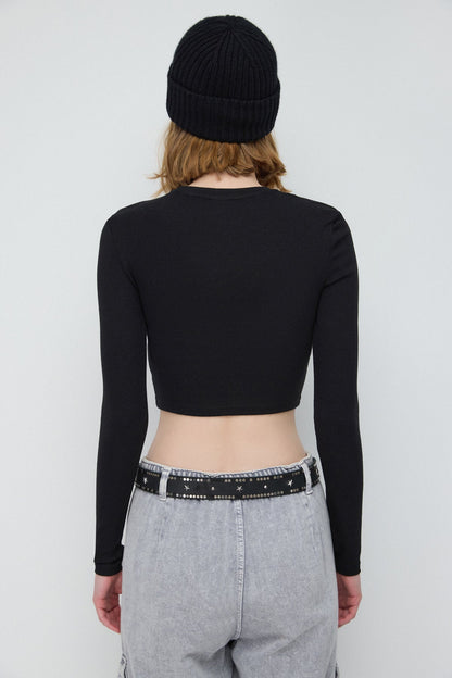 Langärmelige Crop-Bluse