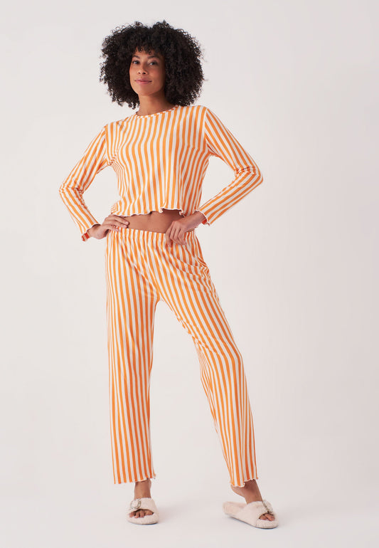 Long Sleeve Striped Pajamas Set