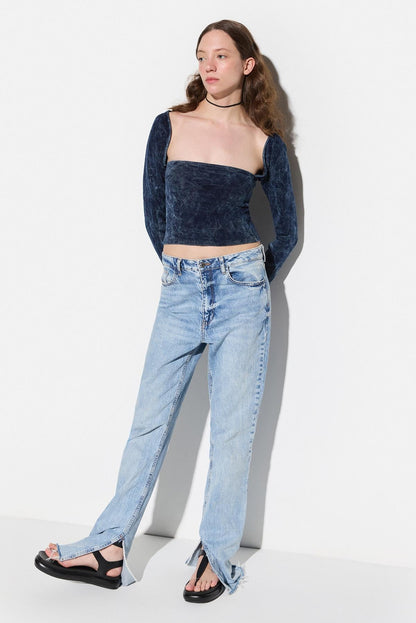 Langärmelige Crop-Bluse