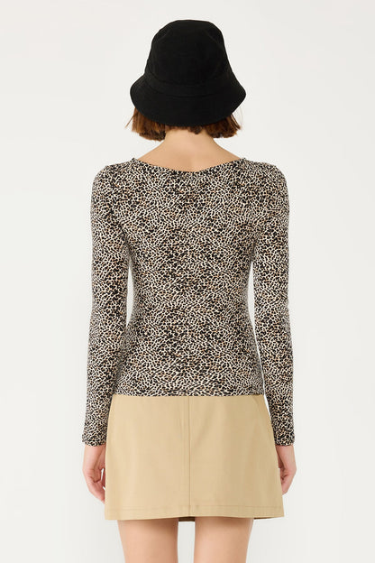 Langärmelige Bluse mit Leopardenmuster