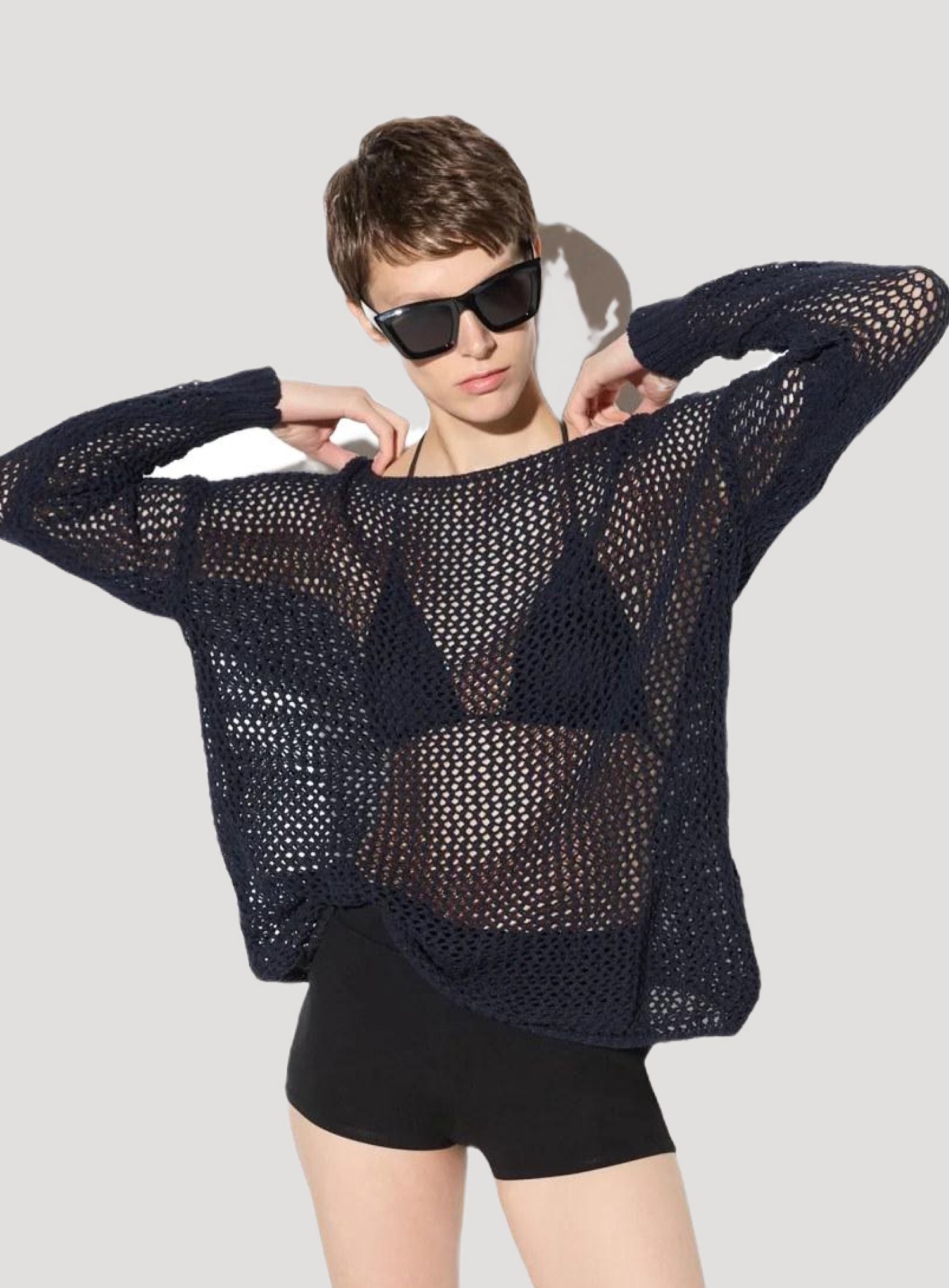 Langärmeliger, locker geschnittener Strickpullover