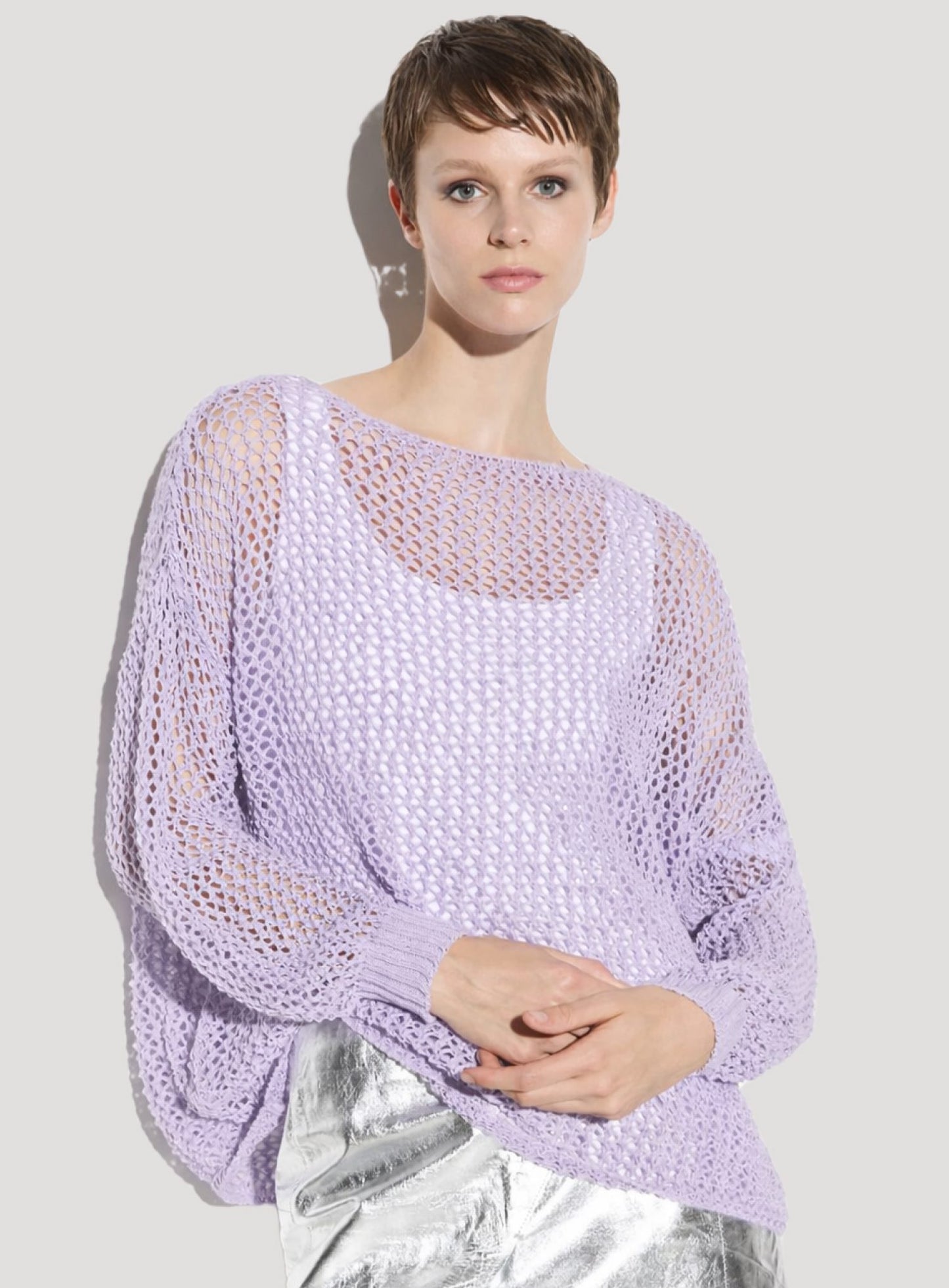 Langärmeliger, locker geschnittener Strickpullover