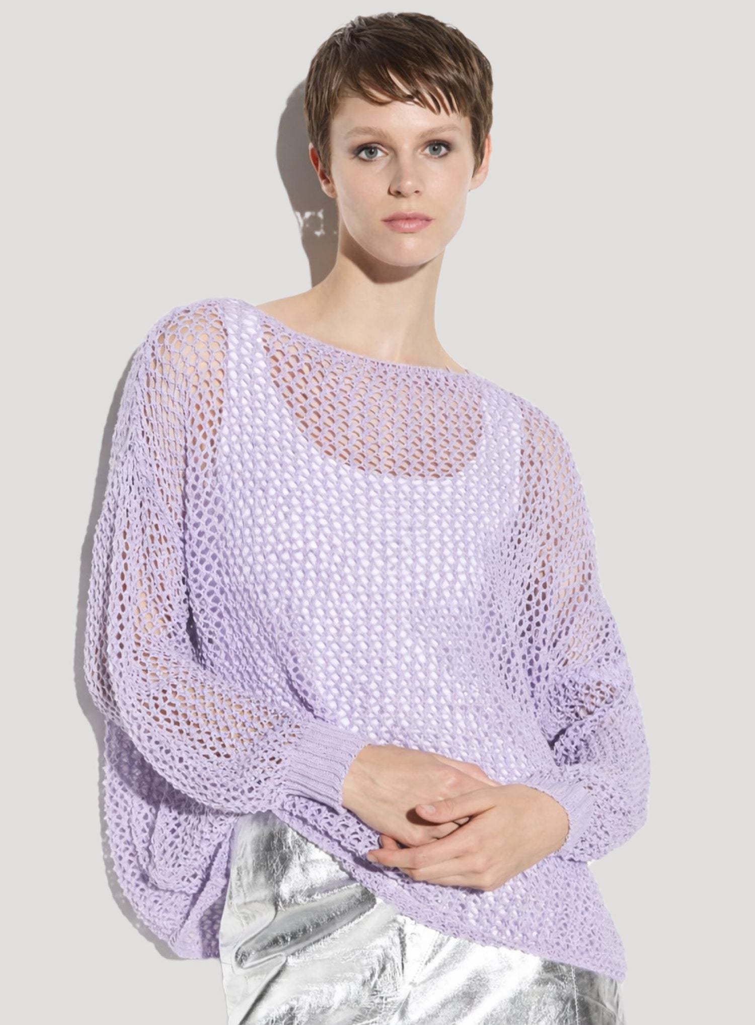 Langärmeliger, locker geschnittener Strickpullover