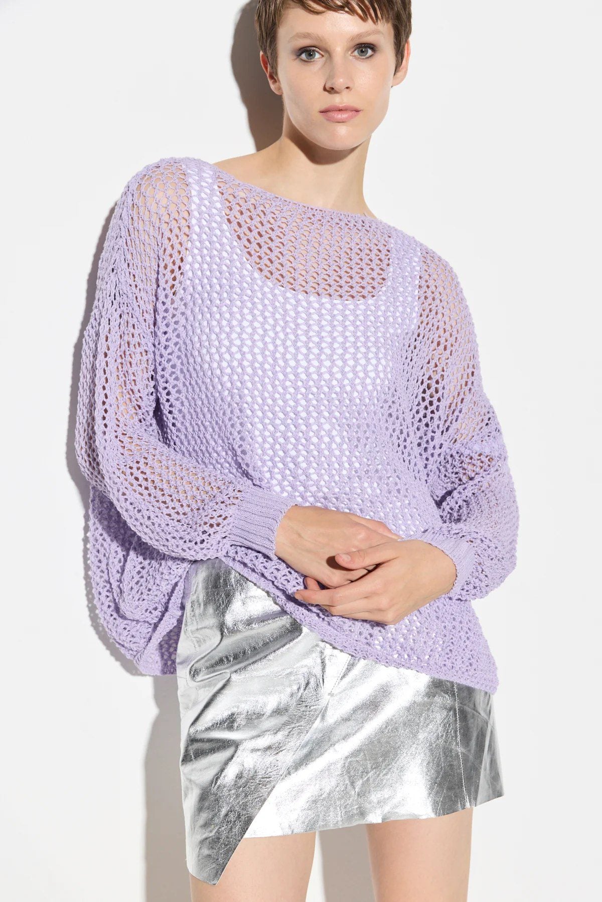 Langärmeliger, locker geschnittener Strickpullover