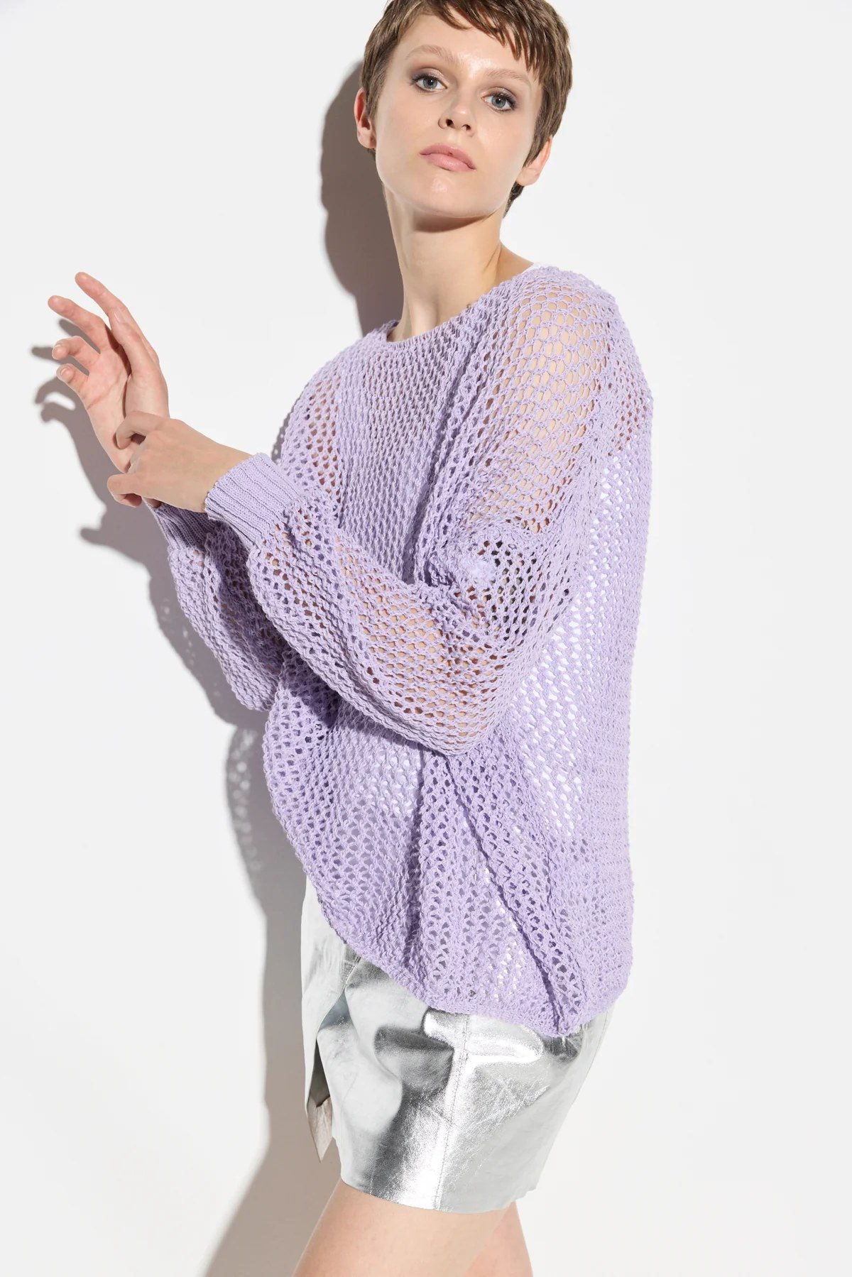 Langärmeliger, locker geschnittener Strickpullover